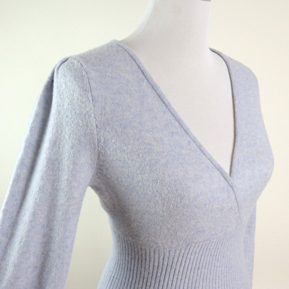 Madewell Size S Merino Wool Blend Sweater Cozy Yarn Surplice Blue - Picture 7 of 11